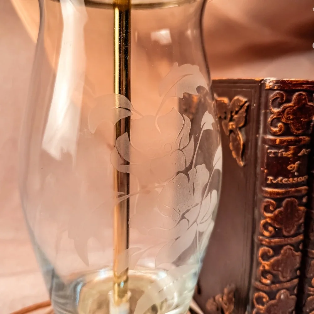 Floral Etched Glass Lamp